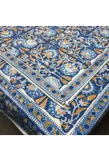 Hand Block Printed Tablecloth 60X 90 Sarah Blue, India