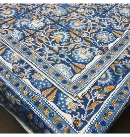 Hand Block Printed Tablecloth 60X 90 Sarah Blue, India