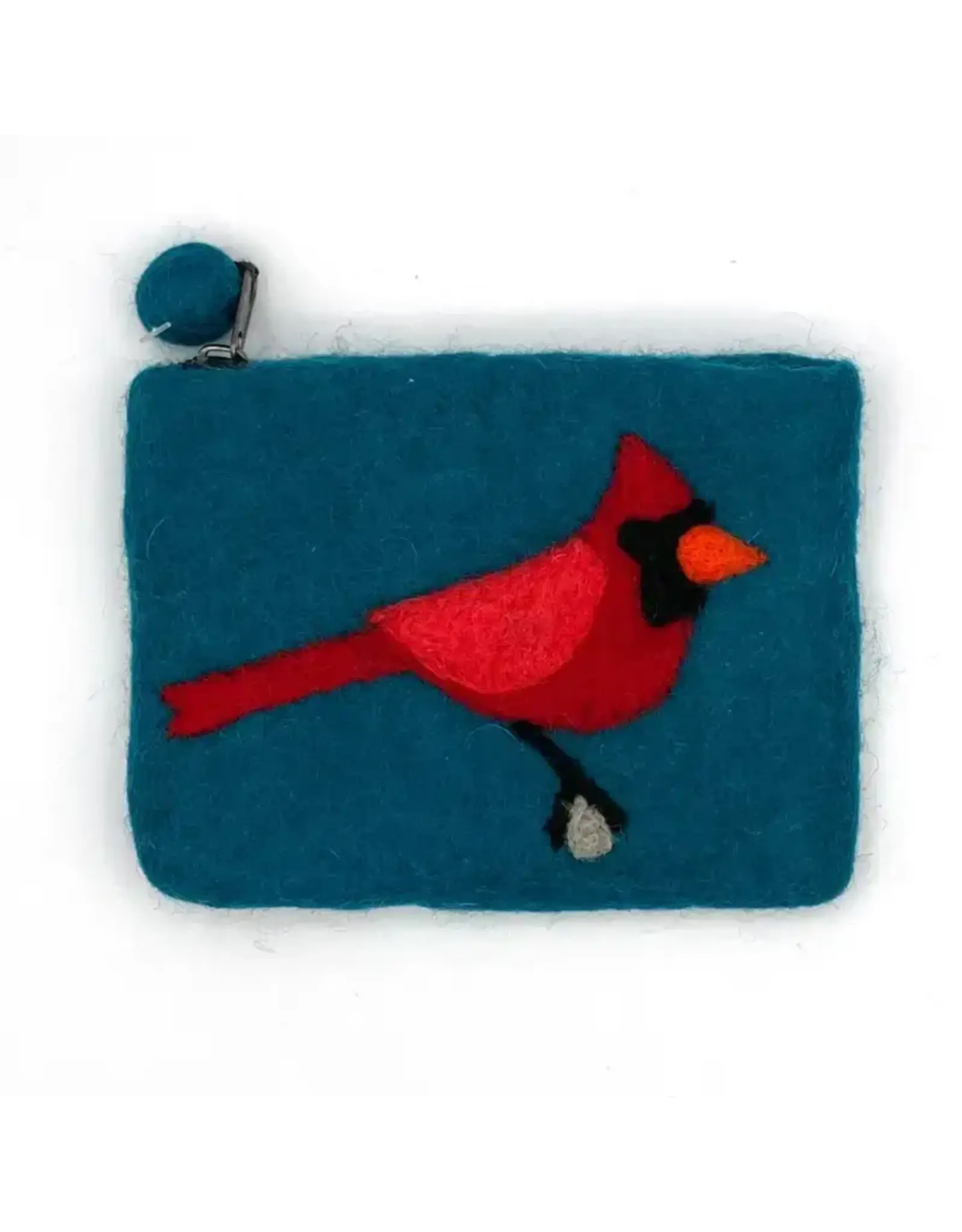 Cardinal Felt Coin Purse, Nepal | Teal