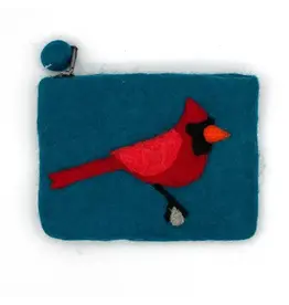 Cardinal Felt Coin Purse, Nepal | Teal