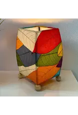 Mini Square Cocoa Leaf Lamp Multi Color, Shade Real Leaves