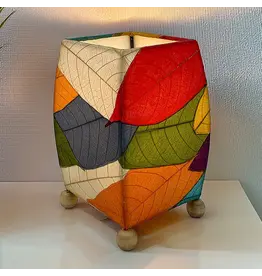 Mini Square Cocoa Leaf Lamp Multi Color, Shade Real Leaves
