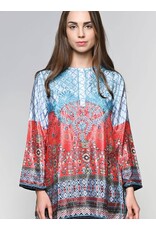 Trade roots Deena Embroidered Tunic, Aqua & Melon
