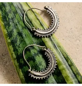 Manake Silvertone Arc Dangle Earrings