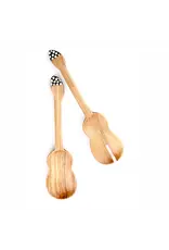 Wild Olive Wood Guitar Salad Server Set with Bone Handles