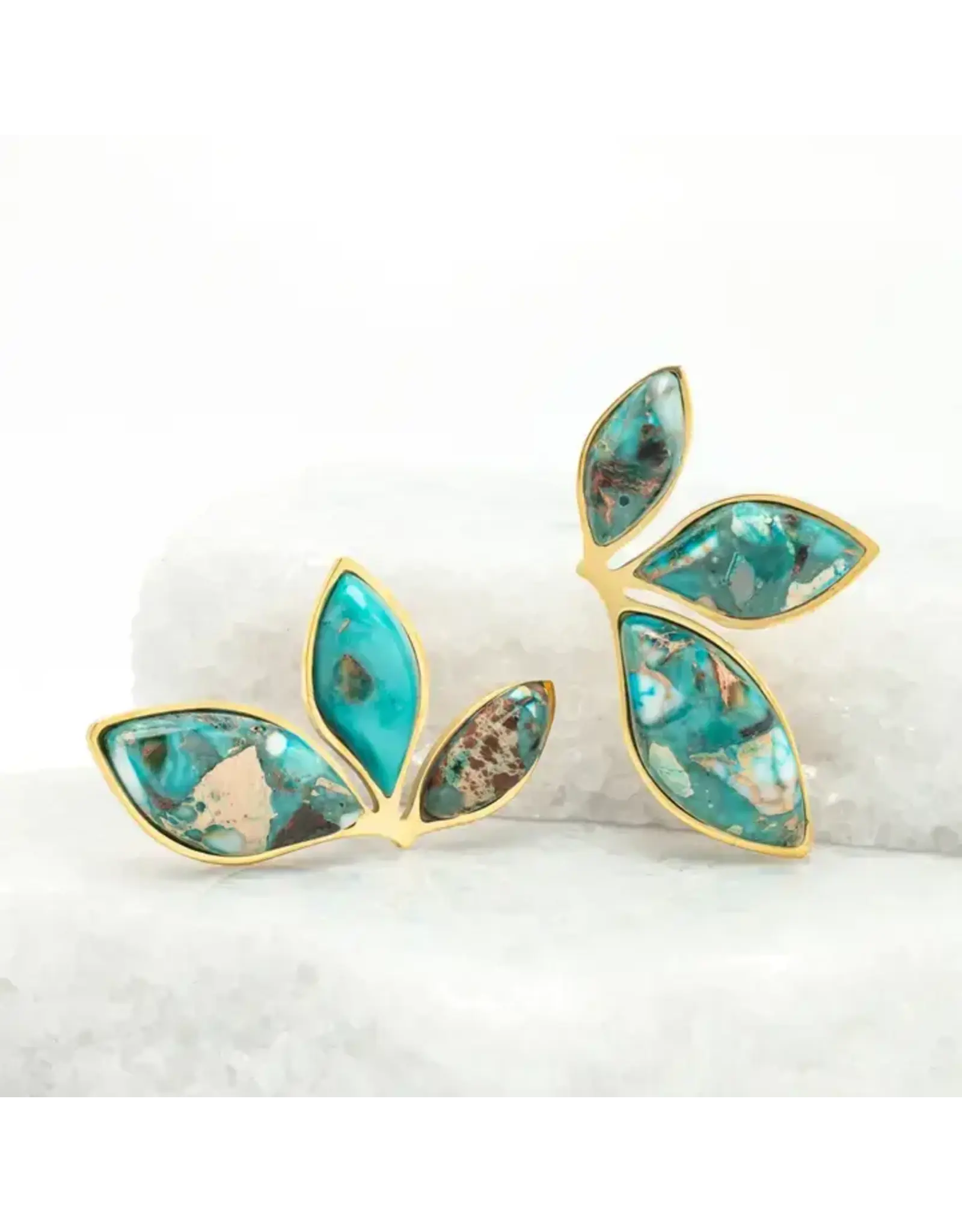 Coastal Leaf Emperor Stone Earrings
