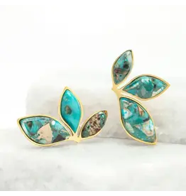 Coastal Leaf Emperor Stone Earrings