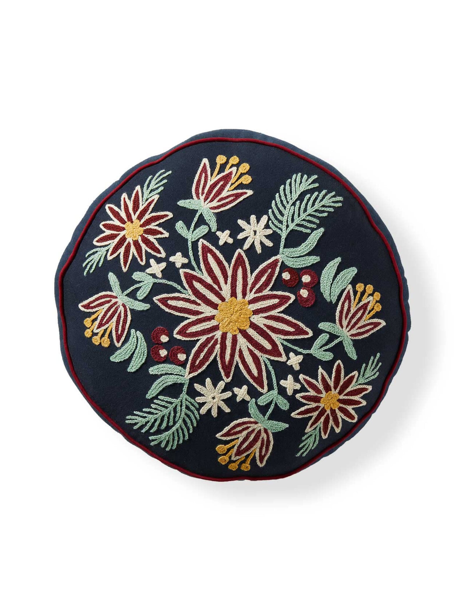 Festive Florals Crewel Pillow