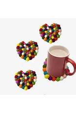 Felt Heart-Shaped Ball Coasters- Set of 4