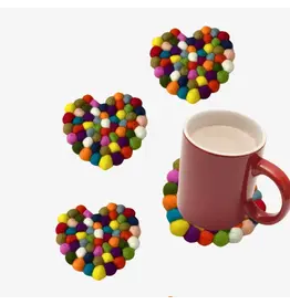 Felt Heart-Shaped Ball Coasters- Set of 4