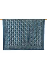 Indigo Dabu Jasmine Block Print Tablecloth, 60 x 90