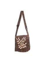 Cotton Brown Falling Leaf Shoulder Bag