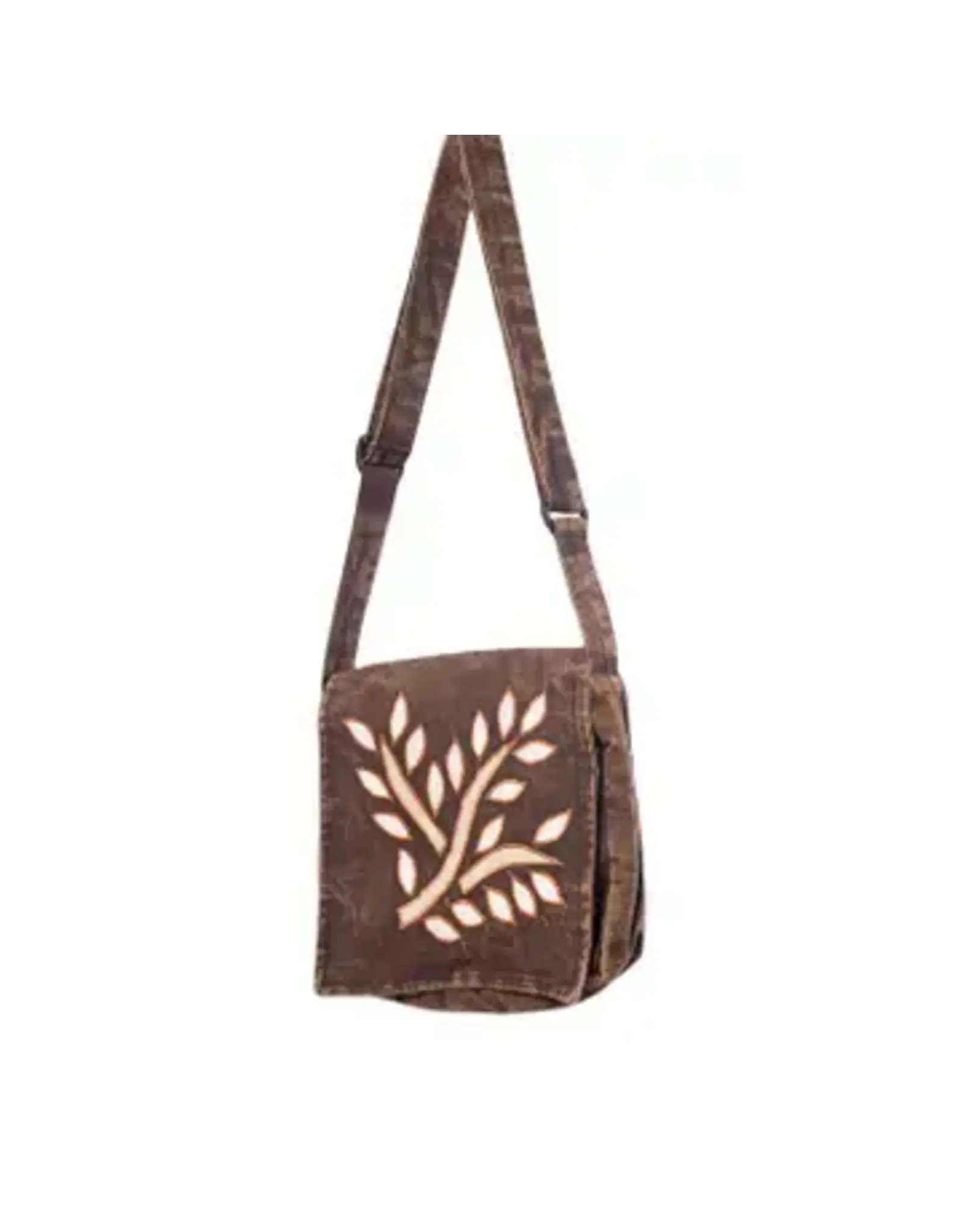 Cotton Brown Falling Leaf Shoulder Bag