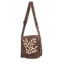 Cotton Brown Falling Leaf Shoulder Bag
