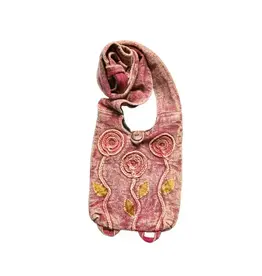 Light Purple Cotton Crossbody Bag with Hand-Woven Flower