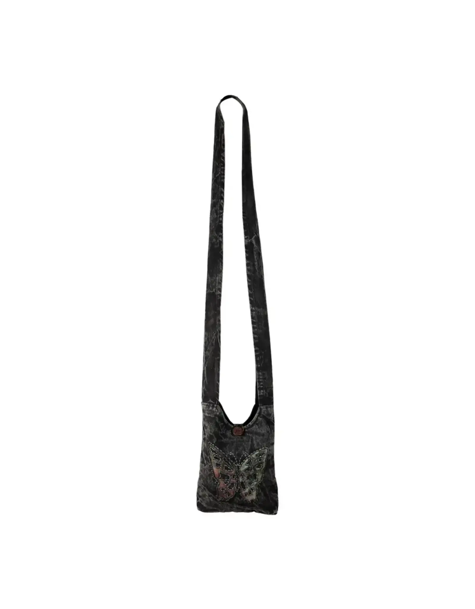 Stonewashed Cotton Butterfly Crossbody Sling Bag
