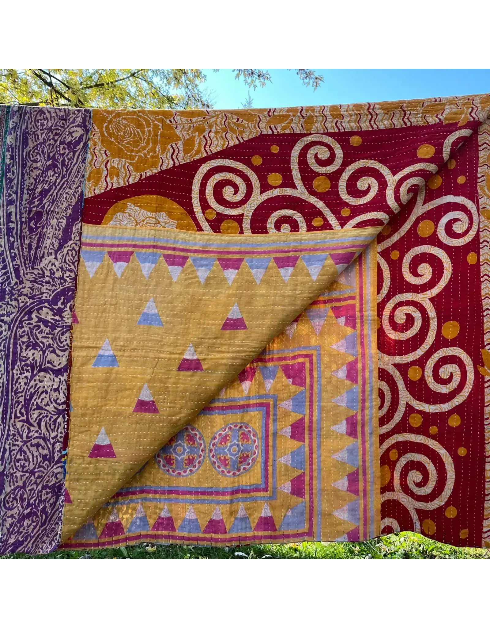 Sari Throw, Assorted Colors and Patterns, India (56" W 88" L approx)
