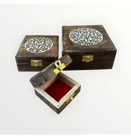 Wood Tree Box with Latch, India
