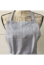 Navy and White Block Print Apron, India