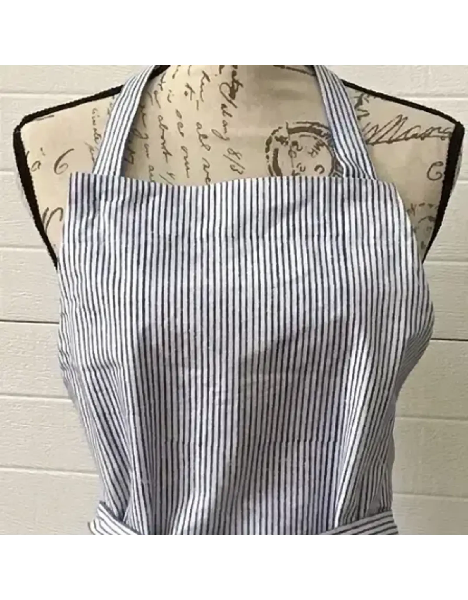 Navy and White Block Print Apron, India