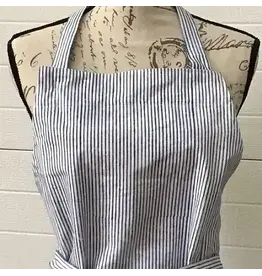 Navy and White Block Print Apron, India
