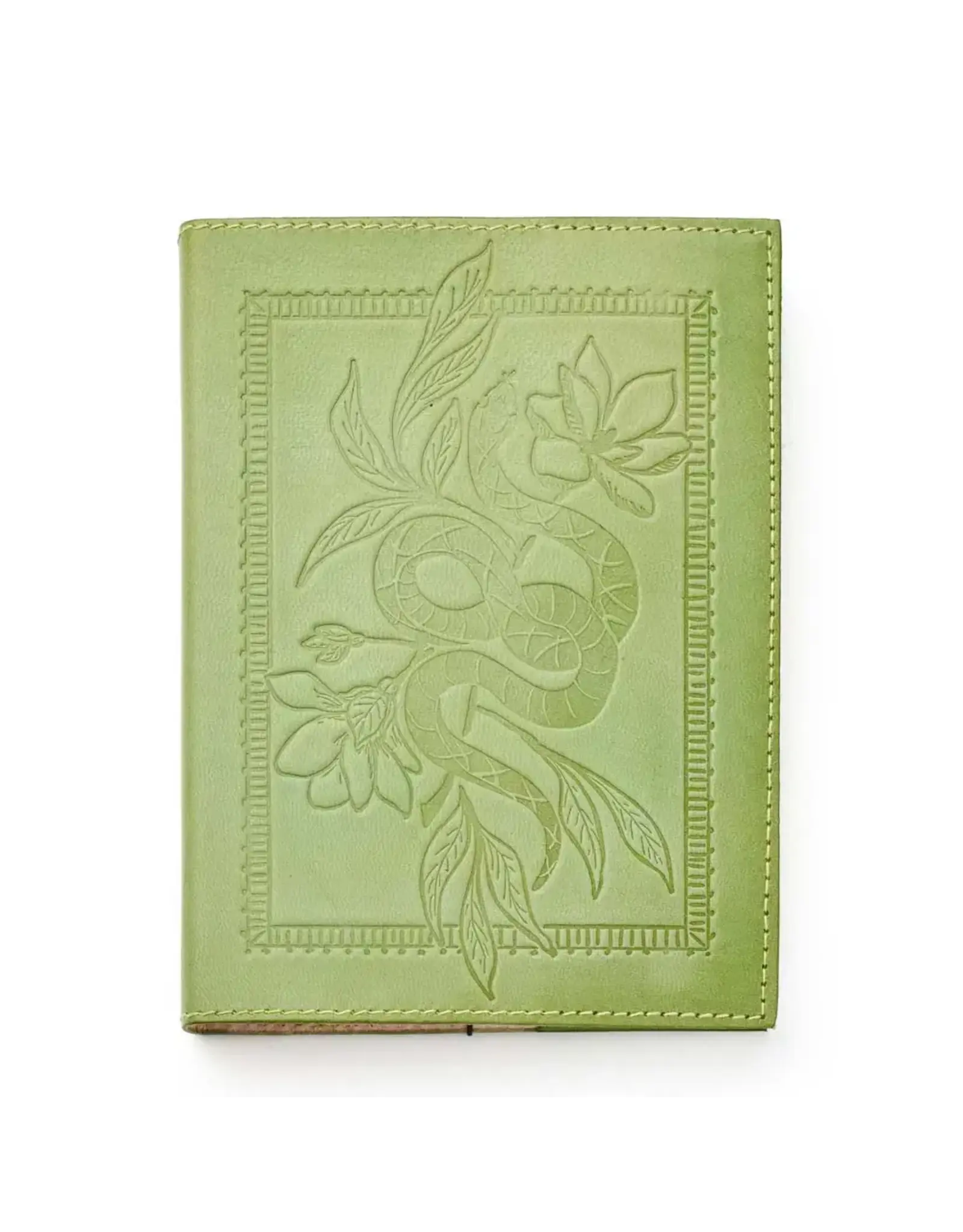 Snake Embossed Green Leather Journal - Refillable Notebook