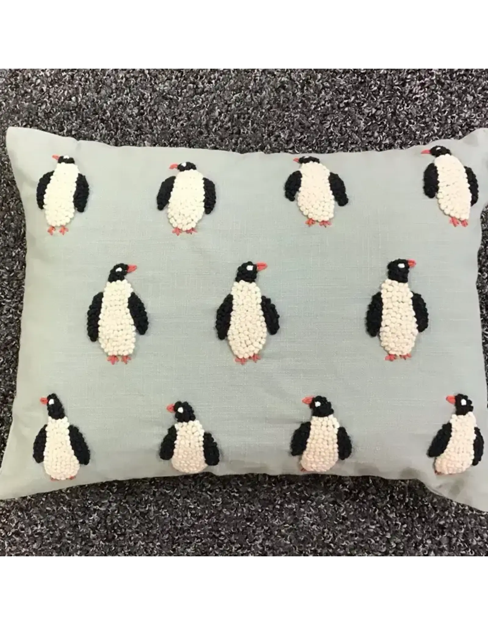 Pillow Applique/Embo 12x16" Penguin Blue