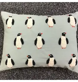 Pillow Applique/Embo 12x16" Penguin Blue