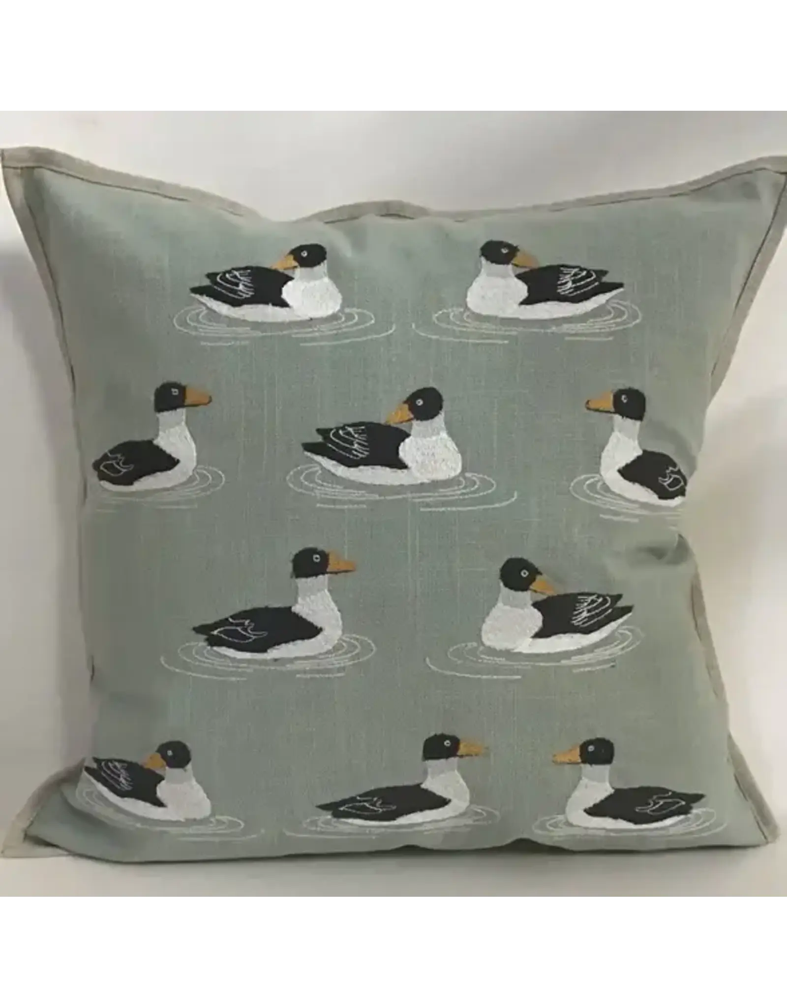 Puddle Duck Aqua Applique and Embroidered Pillow