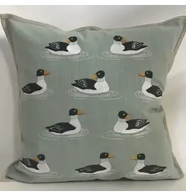 Puddle Duck Aqua Applique and Embroidered Pillow