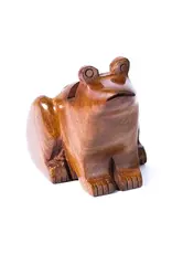 Frog Eyeglass Holder Stand - Hand Carved Wood