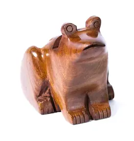 Frog Eyeglass Holder Stand - Hand Carved Wood