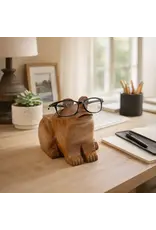 Frog Eyeglass Holder Stand - Hand Carved Wood