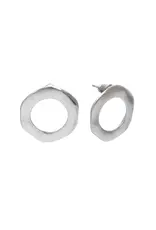 Hammered Circle Post Earrings, Silver and Gold Color Studs, India