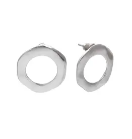 Hammered Circle Post Earrings, Silver and Gold Color Studs, India