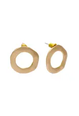 Hammered Circle Post Earrings, Silver and Gold Color Studs, India