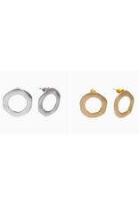 Hammered Circle Post Earrings, Silver and Gold Color Studs, India