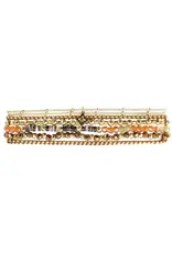Ellen Dainty Fair Trade Wrap Bracelet - Crystal and Stone Burnt Orange. Thailand