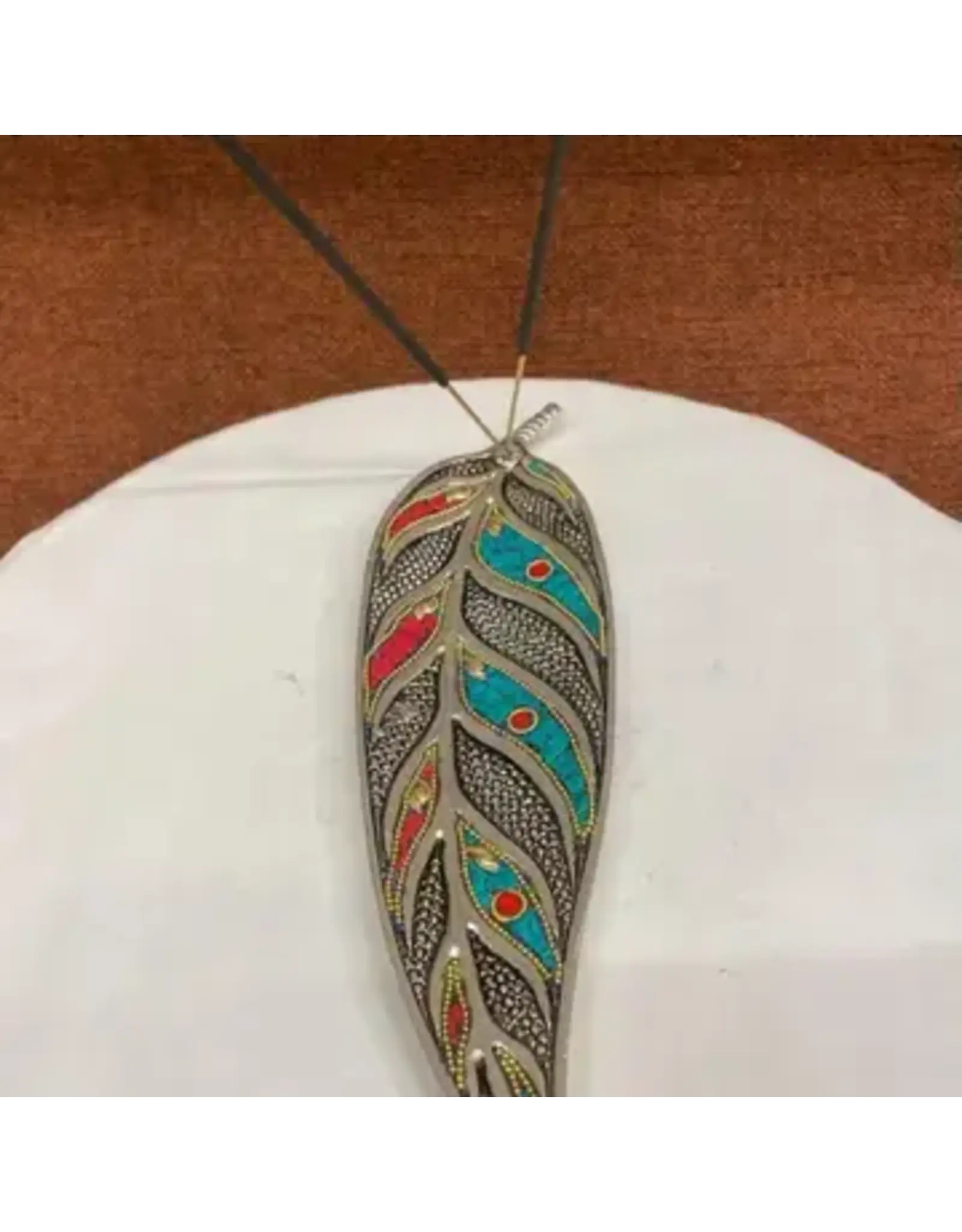 Incense Holder Leaf with Stones, India