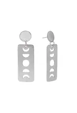 Moon Phase Post Earrings, India | Silver