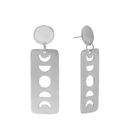 Closeout Moon Phase Post Earrings, India | Silver