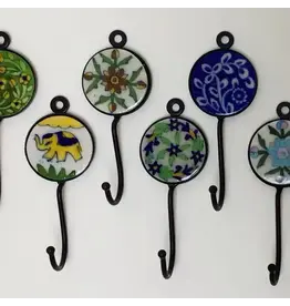 Pottery Hook 2" Round Flat Multi, India