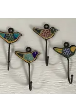 Pottery Hook 2" Bird Shaped Assorted Colors, India