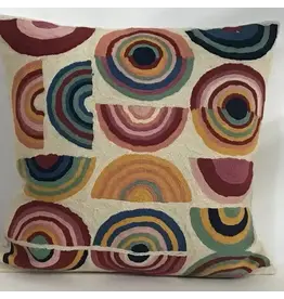 Trade roots Pillow Chainstitch 18" Delaunay Circles Multi