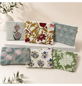 Upcycled Quilted Block Print Zip Pouch