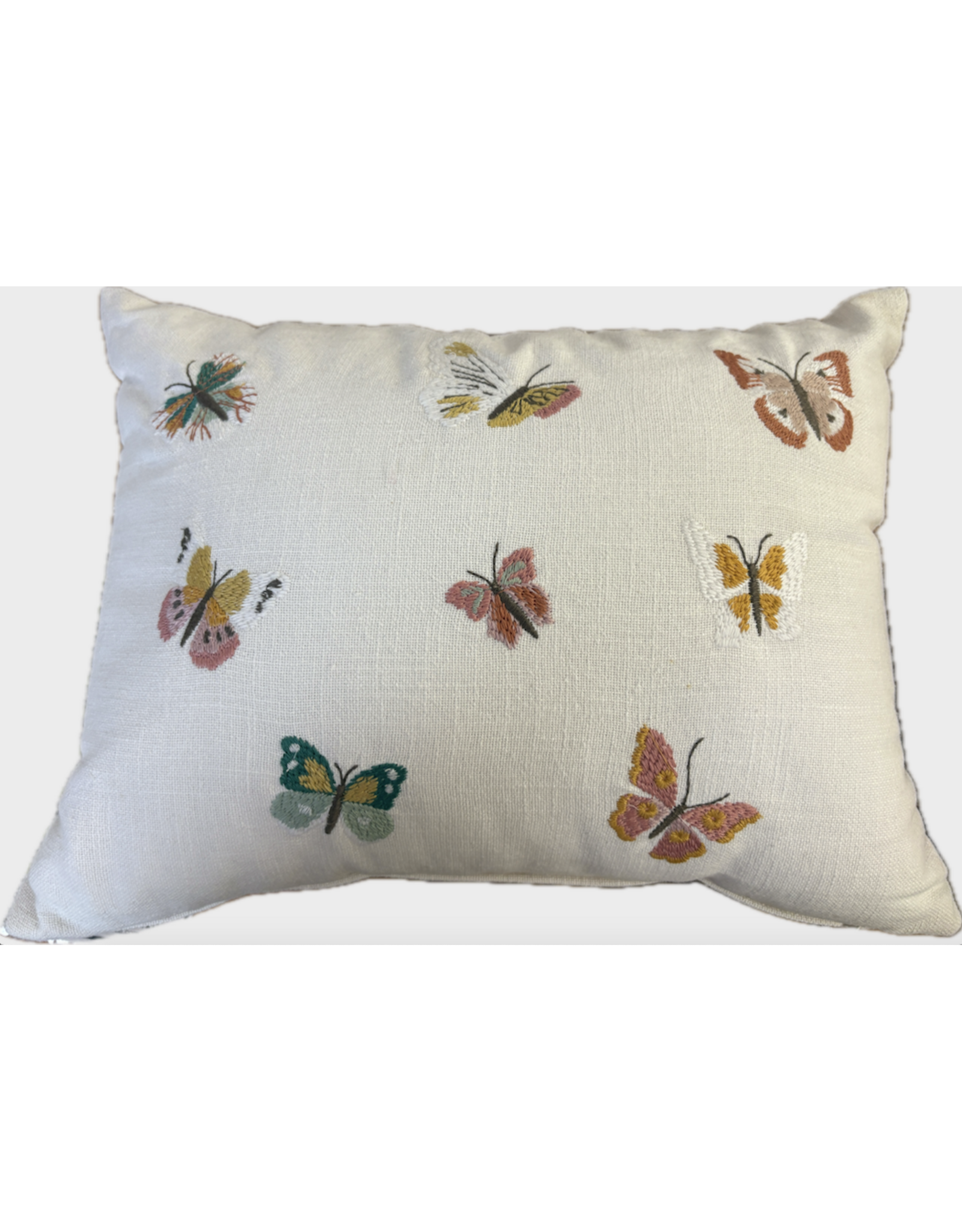 Pillow Applique/Embroidered, 12x16" Butterflies, India