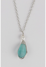 Aqua Pearl Silver Pendant Necklace, India
