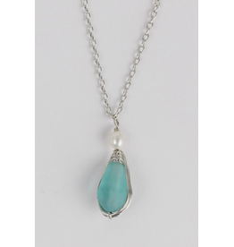 Aqua Pearl Silver Pendant Necklace, India