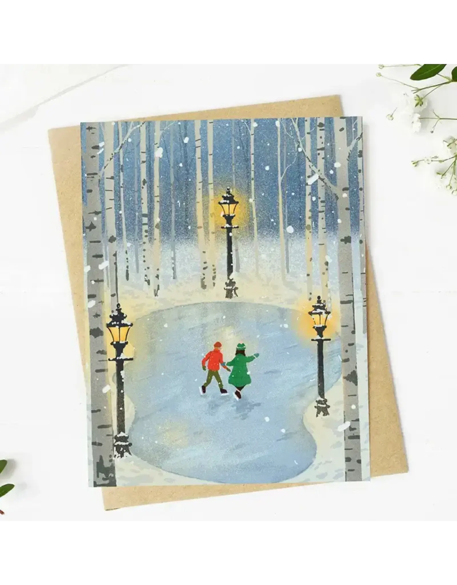 Ice Skating Scene Christmas Greeting Card