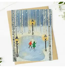Ice Skating Scene Christmas Greeting Card